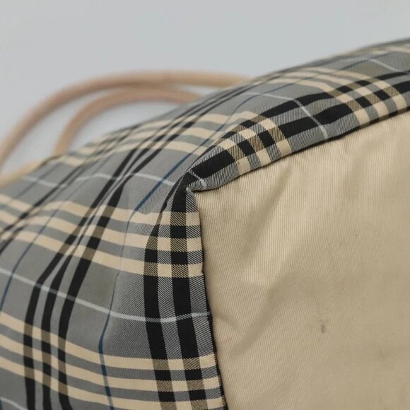 BURBERRY Nova Check Blue Label Tote Bag Nylon Blue Silver Auth th6084 - Picture 3 of 16